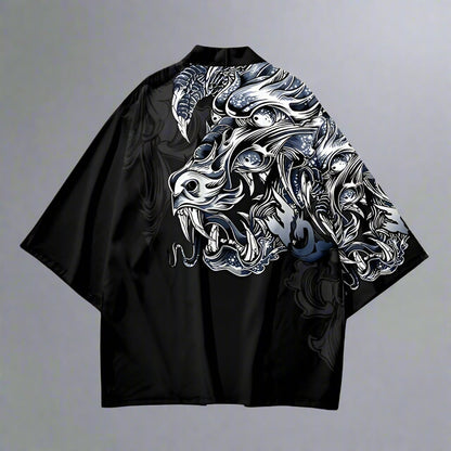 Dragon Embrace Kimono - Japanese Dragon Kimono - Unisex Dragon Embrace Kimono with Long Sleeves - View 2