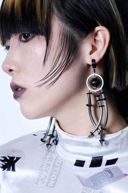Dreamy Mechanical Chic Earrings -  futuristic - Futuristic Mechanical Design Earrings with Bold Style - View 4