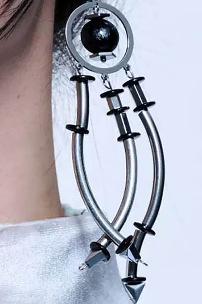 Dreamy Mechanical Chic Earrings -  metal design earrings - Futuristic Mechanical Design Earrings with Bold Style - View 6