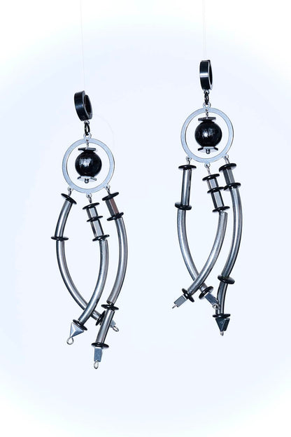 Dreamy Mechanical Chic Earrings -  statement - Futuristic Mechanical Design Earrings with Bold Style - View 7