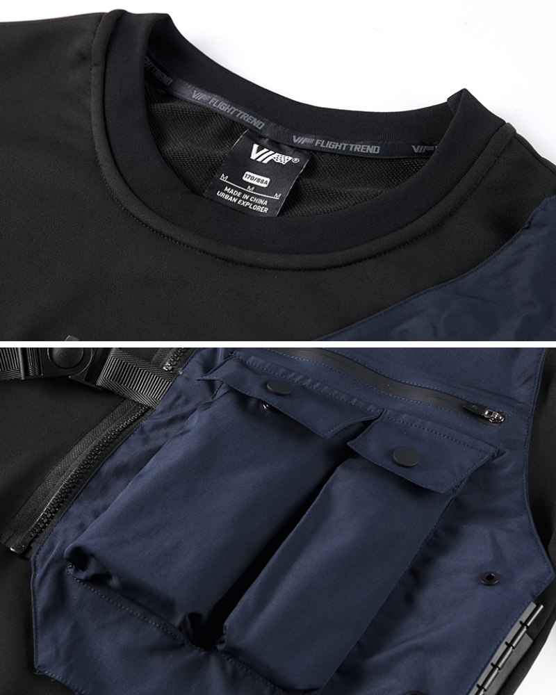 Dual-Layer Tactical Crewneck Sweatshirt -  comfortable techwear - Cyberpunk Dual-Layer Tactical Crewneck Sweatshirt - View 4