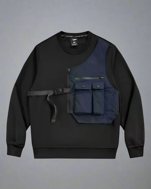Dual-Layer Tactical Crewneck Sweatshirt - crewneck sweatshirt - Cyberpunk Dual-Layer Tactical Crewneck Sweatshirt - Main view