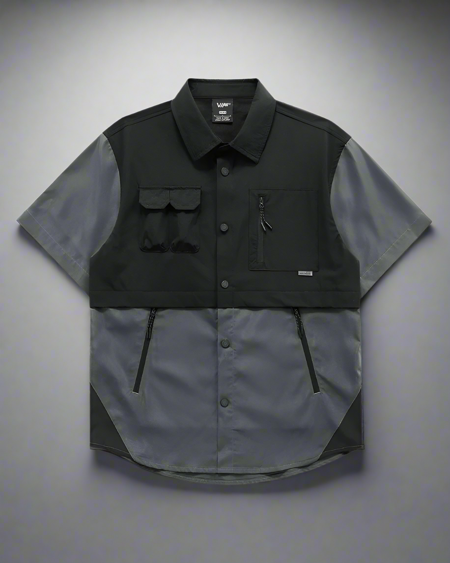 Dynamic Color-Block Techwear Shirt - functional techwear shirt - Color-Block Techwear Shirt for Functional Style - Main view