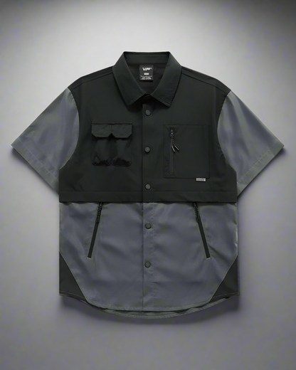 Dynamic Color-Block Techwear Shirt - functional techwear shirt - Color-Block Techwear Shirt for Functional Style - Main view
