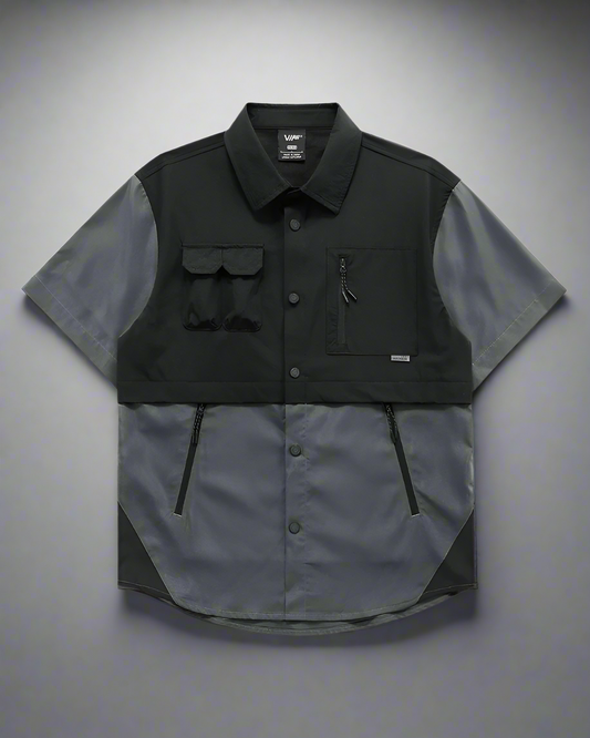Dynamic Color-Block Techwear Shirt - functional techwear shirt - Color-Block Techwear Shirt for Functional Style - Main view