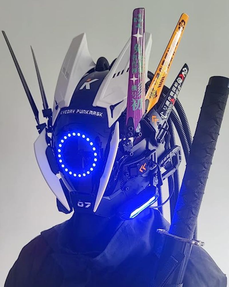 Dynamic Color-Changing Helmet Mask -  accessory - LED Color-Changing Cyberpunk Helmet Mask for Events - View 3