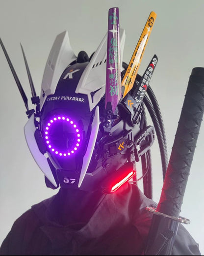Dynamic Color-Changing Helmet Mask -  color changing - LED Color-Changing Cyberpunk Helmet Mask for Events - View 4