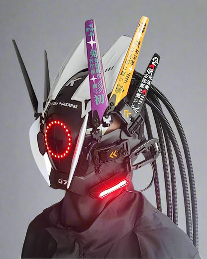 Dynamic Color-Changing Helmet Mask - cyberpunk helmet - LED Color-Changing Cyberpunk Helmet Mask for Events - Main view