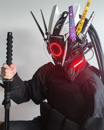 Dynamic Color-Changing Helmet Mask -  cyberpunk - LED Color-Changing Cyberpunk Helmet Mask for Events - View 5