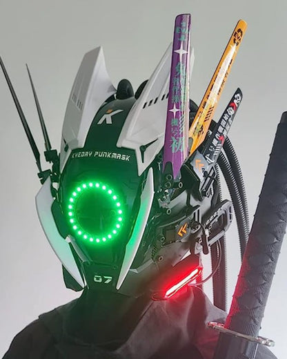 Dynamic Color-Changing Helmet Mask - helmet mask - LED Color-Changing Cyberpunk Helmet Mask for Events - View 2