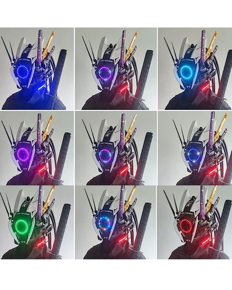 Dynamic Color-Changing Helmet Mask -  LED accessory - LED Color-Changing Cyberpunk Helmet Mask for Events - View 7