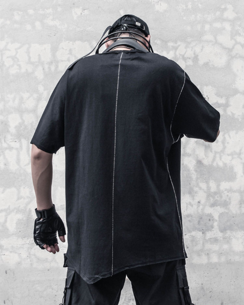 Dynamic Geometric Techwear Tee -  black t-shirt - Dynamic Geometric Techwear Tee for Unique Style - View 4