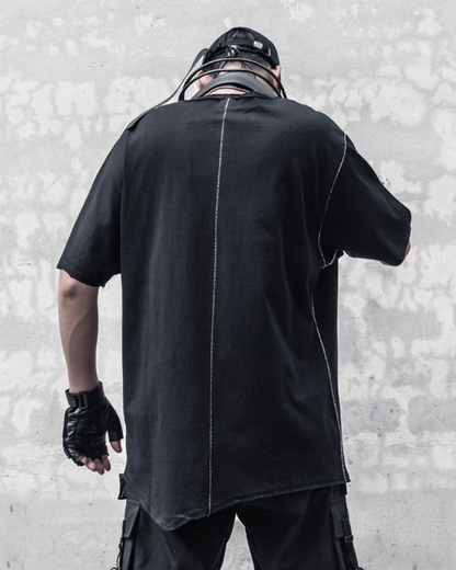 Dynamic Geometric Techwear Tee -  black t-shirt - Dynamic Geometric Techwear Tee for Unique Style - View 4