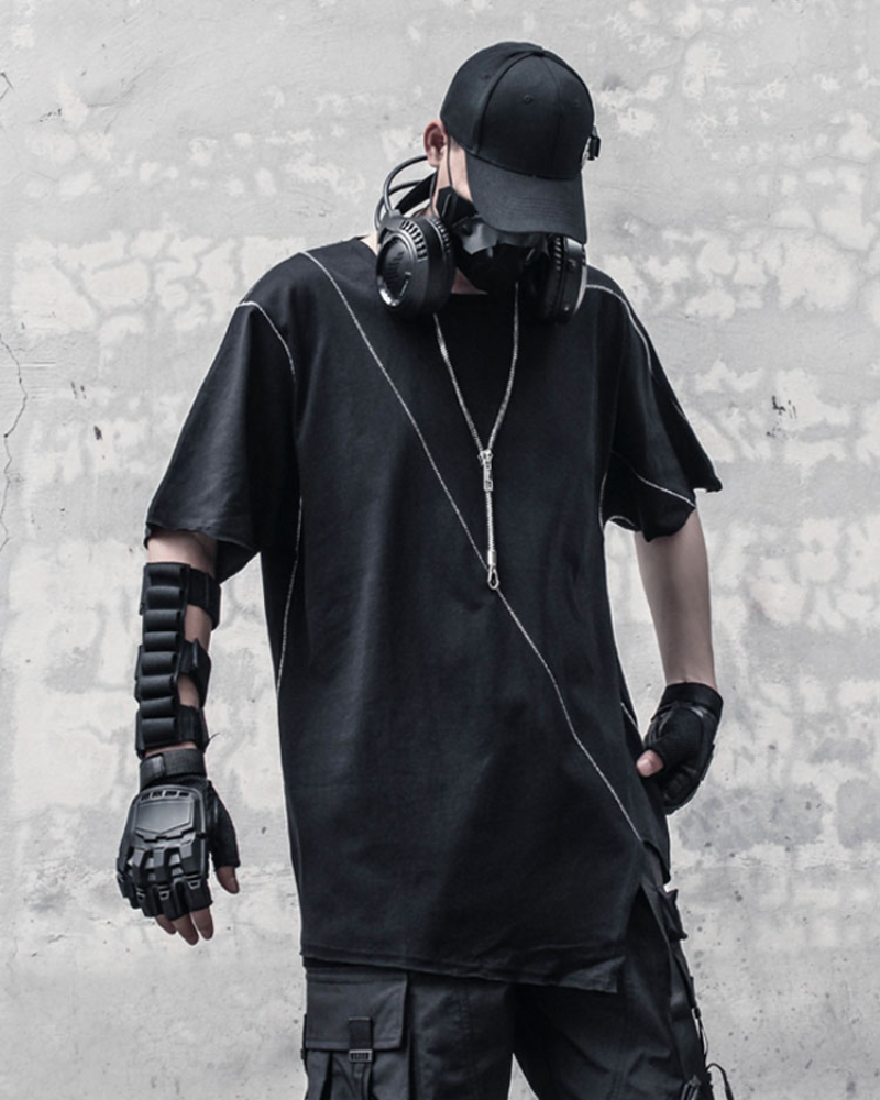 Dynamic Geometric Techwear Tee - New Arrivals - Dynamic Geometric Techwear Tee for Unique Style - View 2