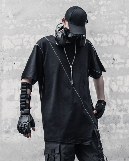 Dynamic Geometric Techwear Tee - New Arrivals - Dynamic Geometric Techwear Tee for Unique Style - View 2