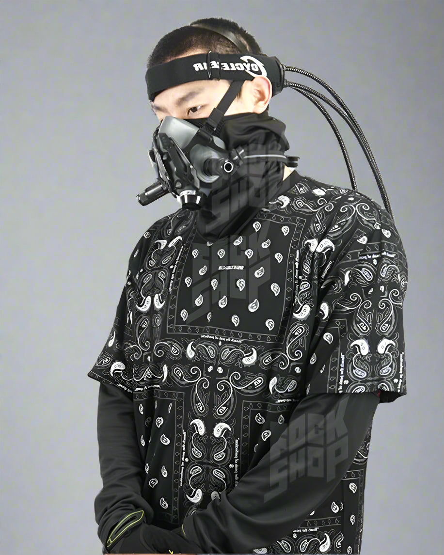 Dystopian Dreadlock Vision Gear -  black mask - Futuristic Adjustable Dystopian Mask for Techwear Style - View 3