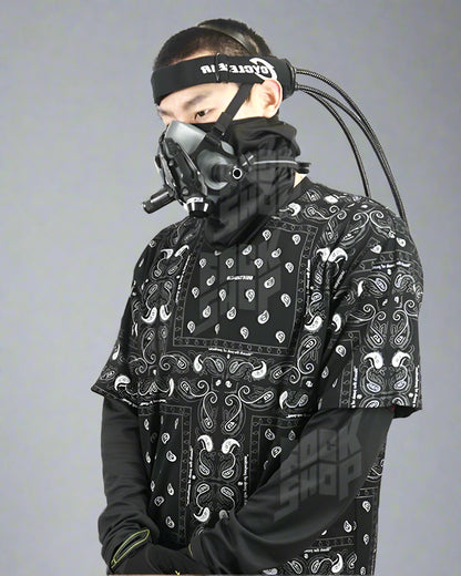 Dystopian Dreadlock Vision Gear -  black mask - Futuristic Adjustable Dystopian Mask for Techwear Style - View 3