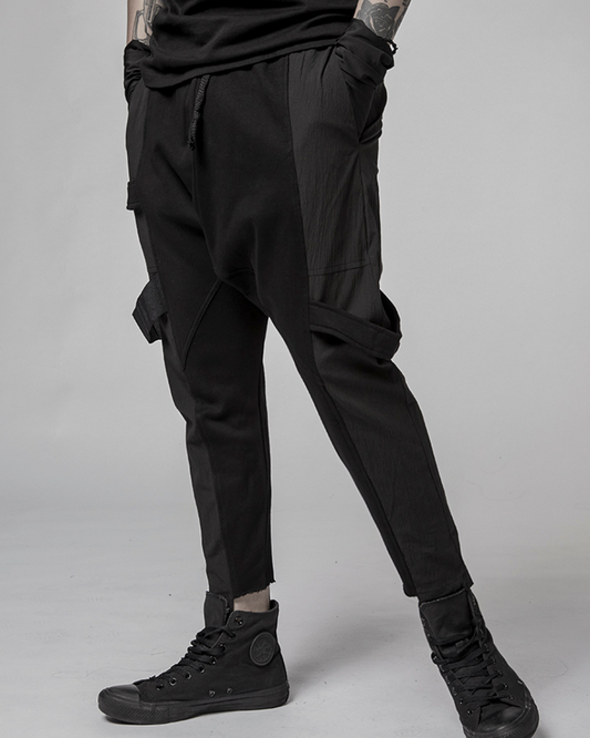 Edgy Asymmetric Cargo Trousers - asymmetric patchwork pants - Unique Asymmetric Cargo Trousers for Edgy Fashion - Main view