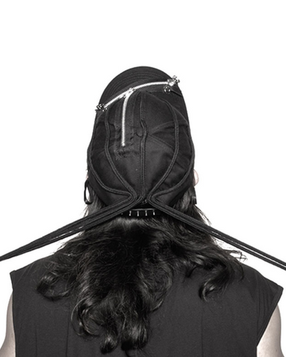 Edgy Black Braid Cap -  adjustable cap - Edgy Black Braid Cap for Stylish Streetwear Looks - View 3