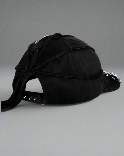 Edgy Black Braid Cap - hip-hop cap - Edgy Black Braid Cap for Stylish Streetwear Looks - View 10