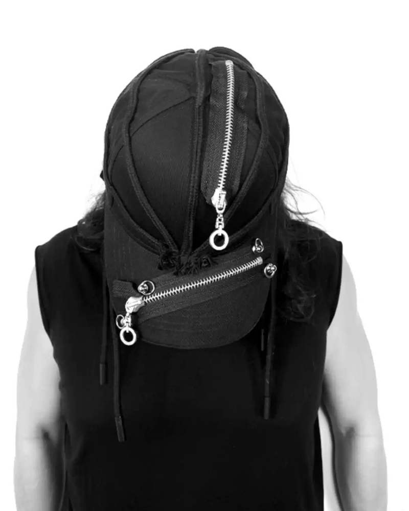 Edgy Black Braid Cap -  urban style - Edgy Black Braid Cap for Stylish Streetwear Looks - View 8