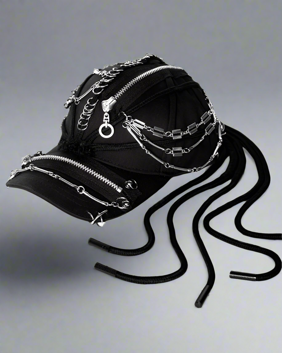 Edgy Black Dreadlock Punk Cap - dreadlock cap - Edgy Black Dreadlock Punk Cap for Unique Street Style - Main view