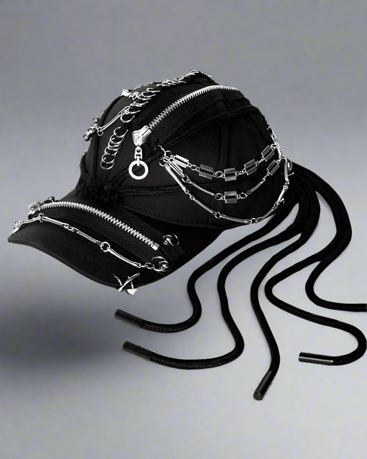 Edgy Black Dreadlock Punk Cap - dreadlock cap - Edgy Black Dreadlock Punk Cap for Unique Street Style - Main view