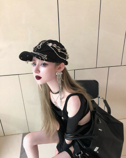 Edgy Black Dreadlock Punk Cap -  punk cap - Edgy Black Dreadlock Punk Cap for Unique Street Style - View 11