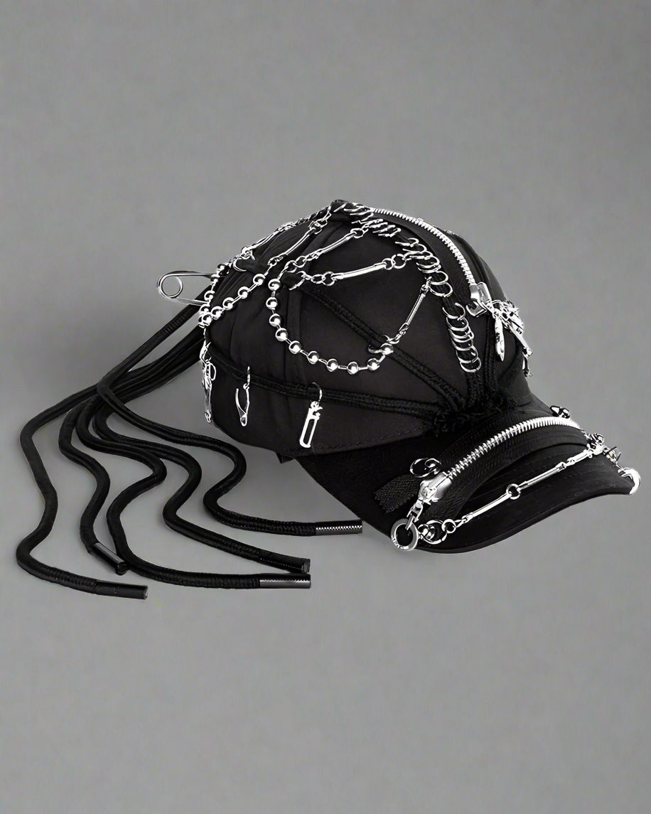 Edgy Black Dreadlock Punk Cap -  streetwear hat - Edgy Black Dreadlock Punk Cap for Unique Street Style - View 12