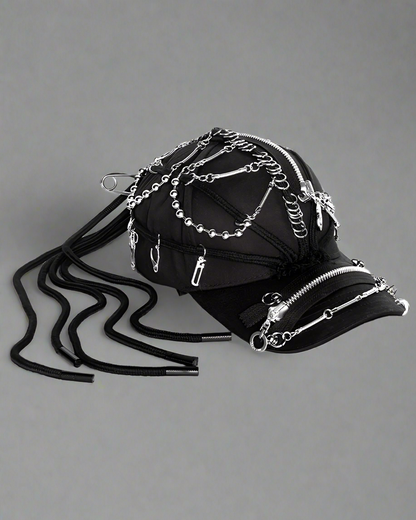 Edgy Black Dreadlock Punk Cap -  streetwear hat - Edgy Black Dreadlock Punk Cap for Unique Street Style - View 12