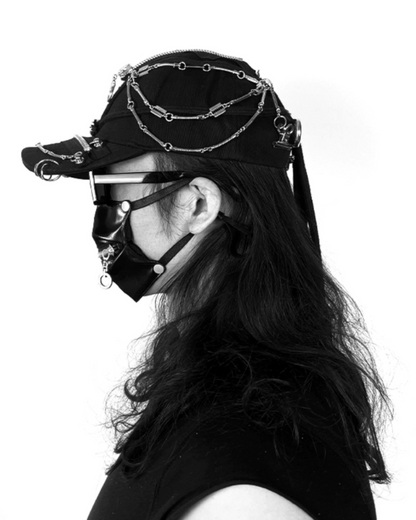 Edgy Black Dreadlock Punk Cap -  streetwear hat - Edgy Black Dreadlock Punk Cap for Unique Street Style - View 5