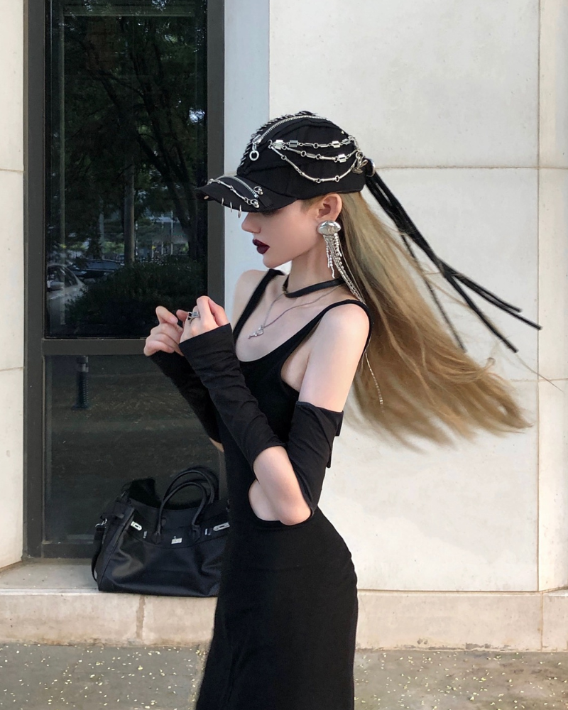 Edgy Black Dreadlock Punk Cap - stylish hip-hop cap - Edgy Black Dreadlock Punk Cap for Unique Street Style - View 9