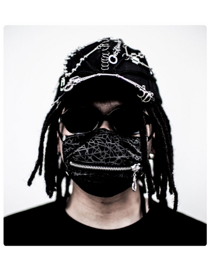 Edgy Black Dreadlock Punk Cap -  unique cap design - Edgy Black Dreadlock Punk Cap for Unique Street Style - View 6
