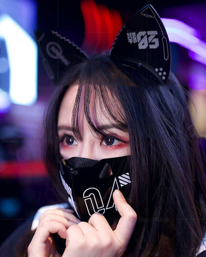 Edgy Cyber Cat Ear Set -  cyberpunk - Cyber Cat Ear Set for Playful Streetwear Style - View 10