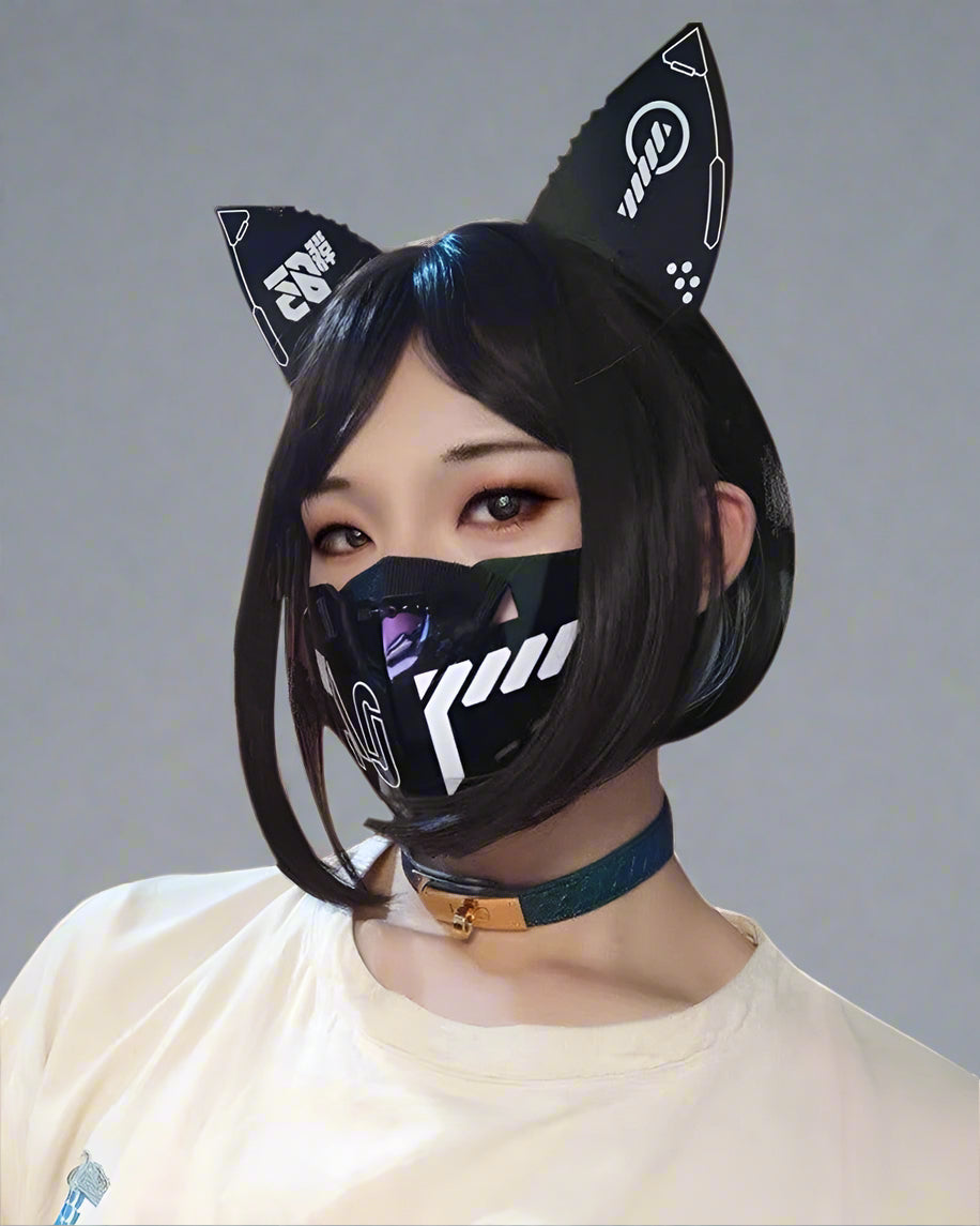 Edgy Cyber Cat Ear Set -  mask - Cyber Cat Ear Set for Playful Streetwear Style - View 6