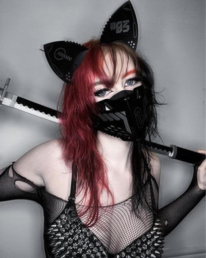 Edgy Cyber Cat Ear Set - techwear accessories - Cyber Cat Ear Set for Playful Streetwear Style - View 9