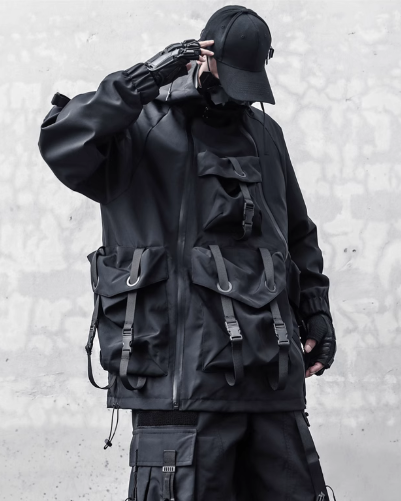 Edgy Cyberpunk Hooded Jacket -  cyberpunk - Edgy Cyberpunk Hooded Jacket for Outdoor Adventures - View 3