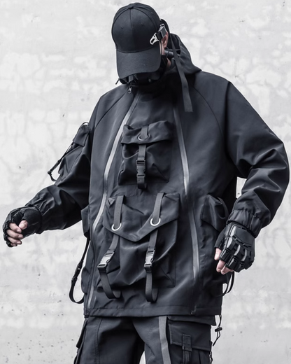 Edgy Cyberpunk Hooded Jacket -  futuristic design - Edgy Cyberpunk Hooded Jacket for Outdoor Adventures - View 4