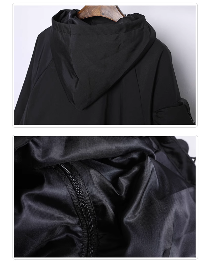 Edgy Cyberpunk Hooded Jacket -  high-quality polyester jacket - Edgy Cyberpunk Hooded Jacket for Outdoor Adventures - View 13