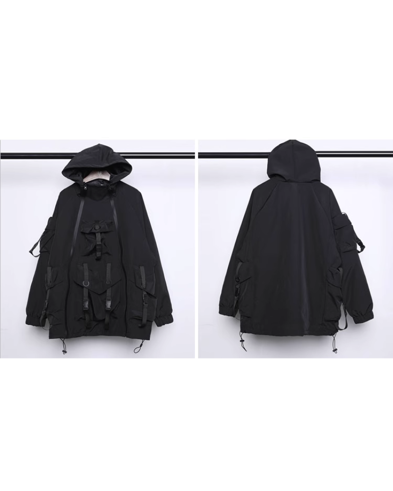 Edgy Cyberpunk Hooded Jacket - hooded jacket - Edgy Cyberpunk Hooded Jacket for Outdoor Adventures - View 10