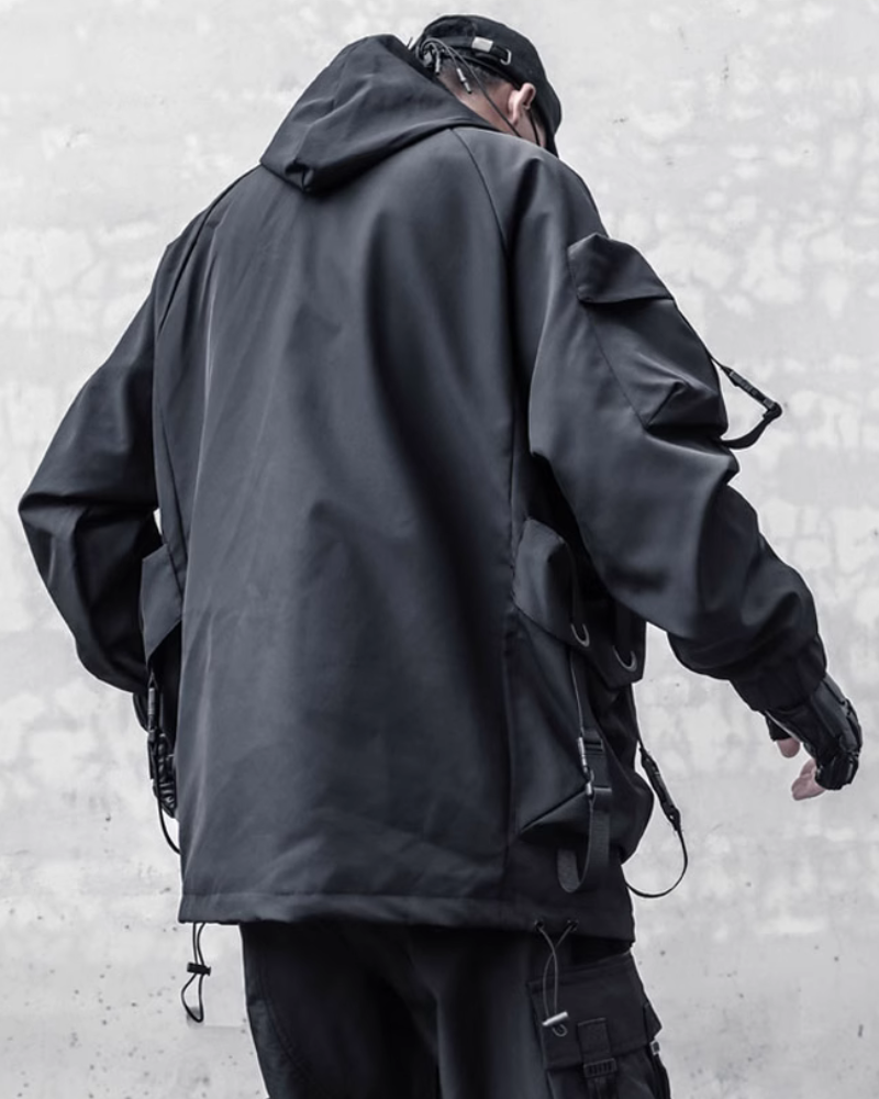 Edgy Cyberpunk Hooded Jacket - hooded jacket - Edgy Cyberpunk Hooded Jacket for Outdoor Adventures - View 2