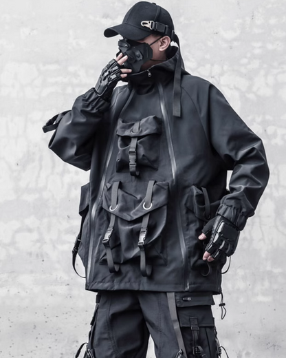 Edgy Cyberpunk Hooded Jacket -  outdoor jacket - Edgy Cyberpunk Hooded Jacket for Outdoor Adventures - View 6