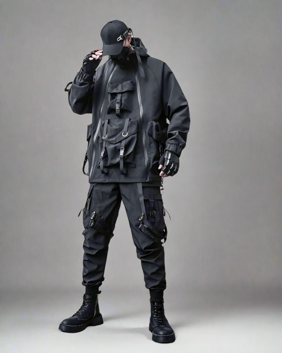 Edgy Cyberpunk Hooded Jacket -  techwear - Edgy Cyberpunk Hooded Jacket for Outdoor Adventures - View 7