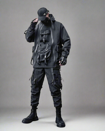 Edgy Cyberpunk Hooded Jacket -  techwear - Edgy Cyberpunk Hooded Jacket for Outdoor Adventures - View 7