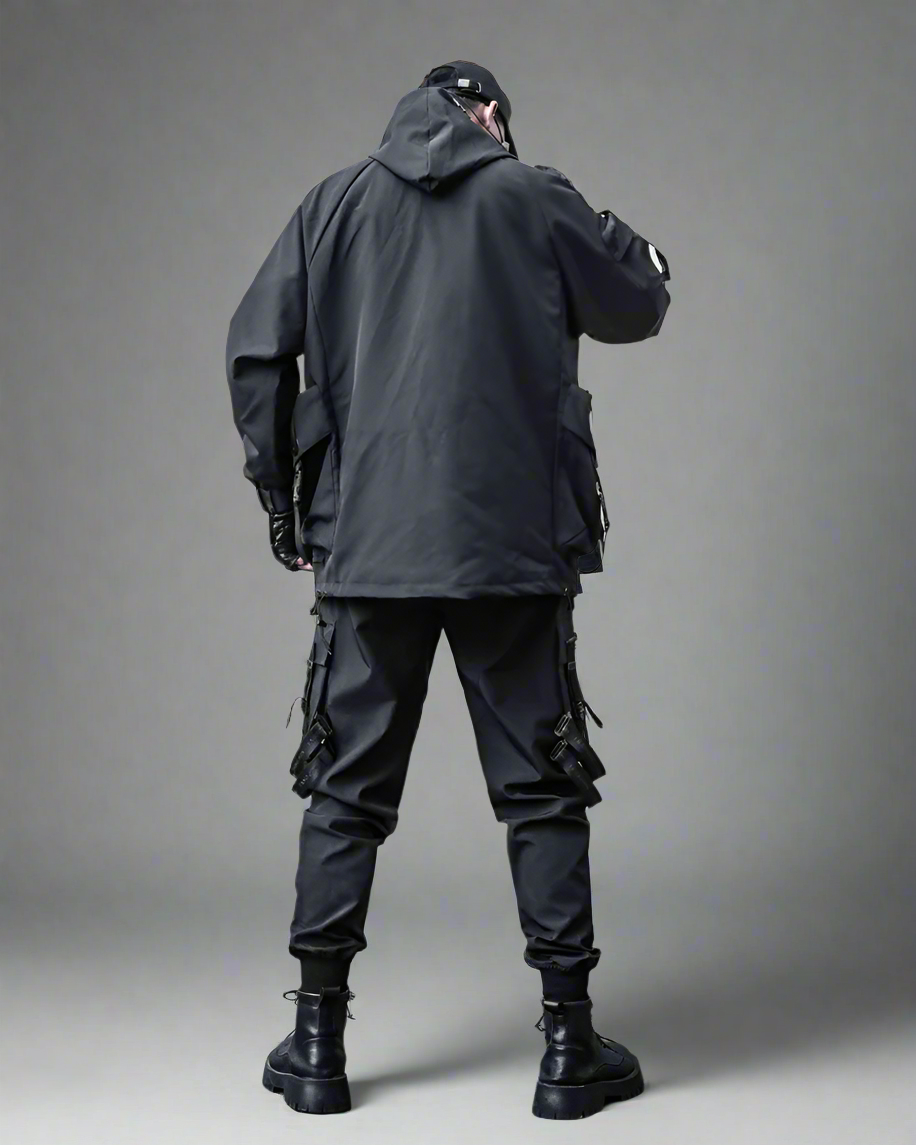 Edgy Cyberpunk Hooded Jacket -  versatile urban wear - Edgy Cyberpunk Hooded Jacket for Outdoor Adventures - View 8