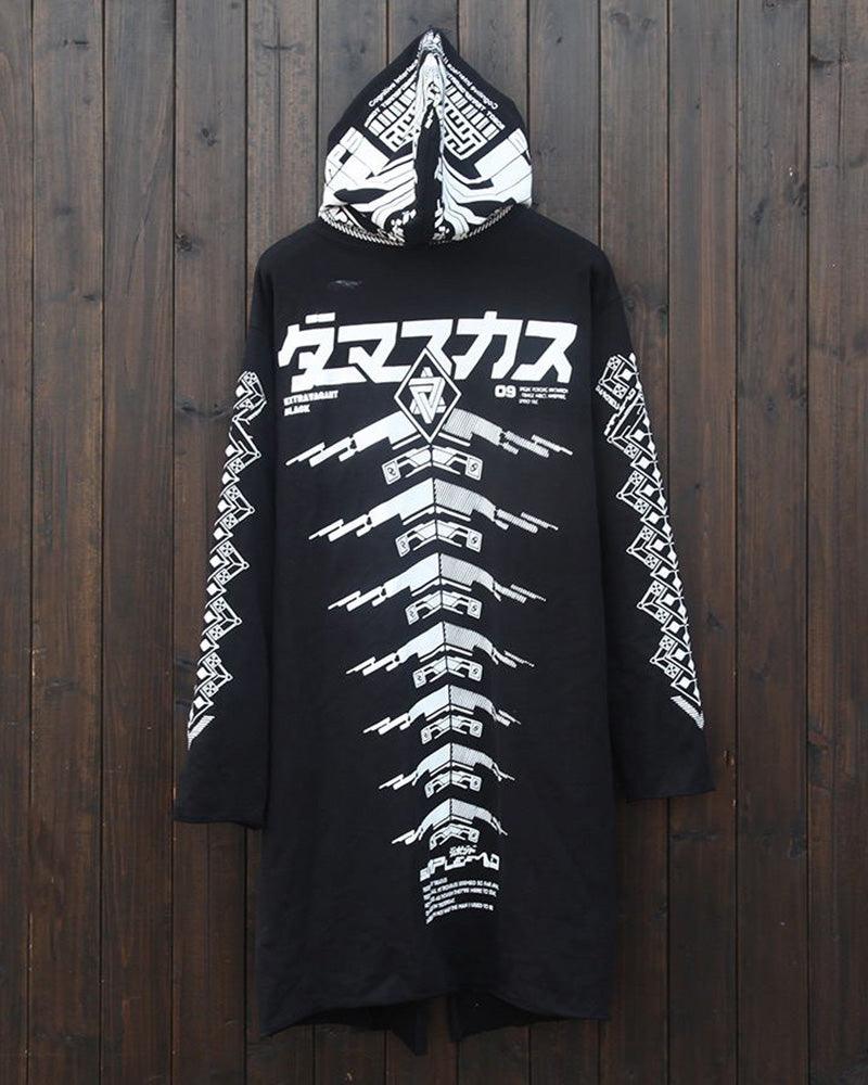Edgy Futuristic Dark Long Coat -  futuristic - Futuristic Dark Long Coat for Stylish Urban Wear - View 11
