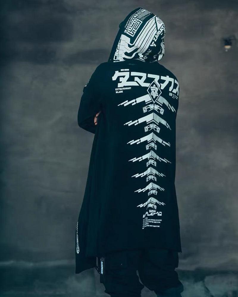 Edgy Futuristic Dark Long Coat -  techwear - Futuristic Dark Long Coat for Stylish Urban Wear - View 5