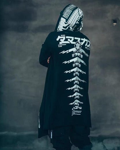 Edgy Futuristic Dark Long Coat -  techwear - Futuristic Dark Long Coat for Stylish Urban Wear - View 5