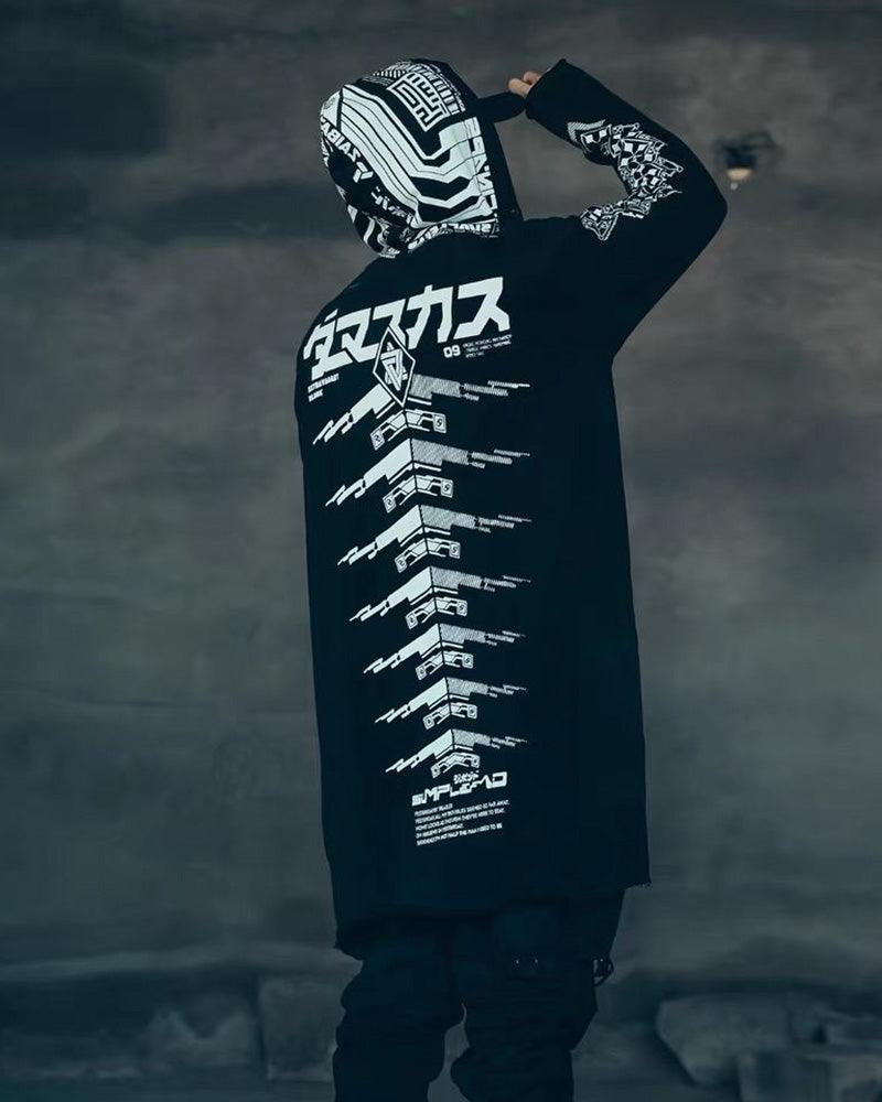 Edgy Futuristic Dark Long Coat -  techwear style - Futuristic Dark Long Coat for Stylish Urban Wear - View 6