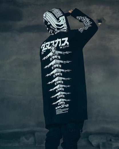 Edgy Futuristic Dark Long Coat -  techwear style - Futuristic Dark Long Coat for Stylish Urban Wear - View 6